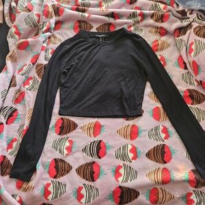 Forever 21 Black Long Sleeve Crop Top